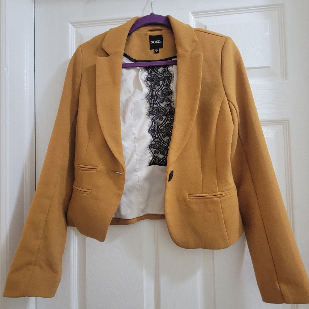 XOXO Yellow Blazer Tailored Suit Jacket